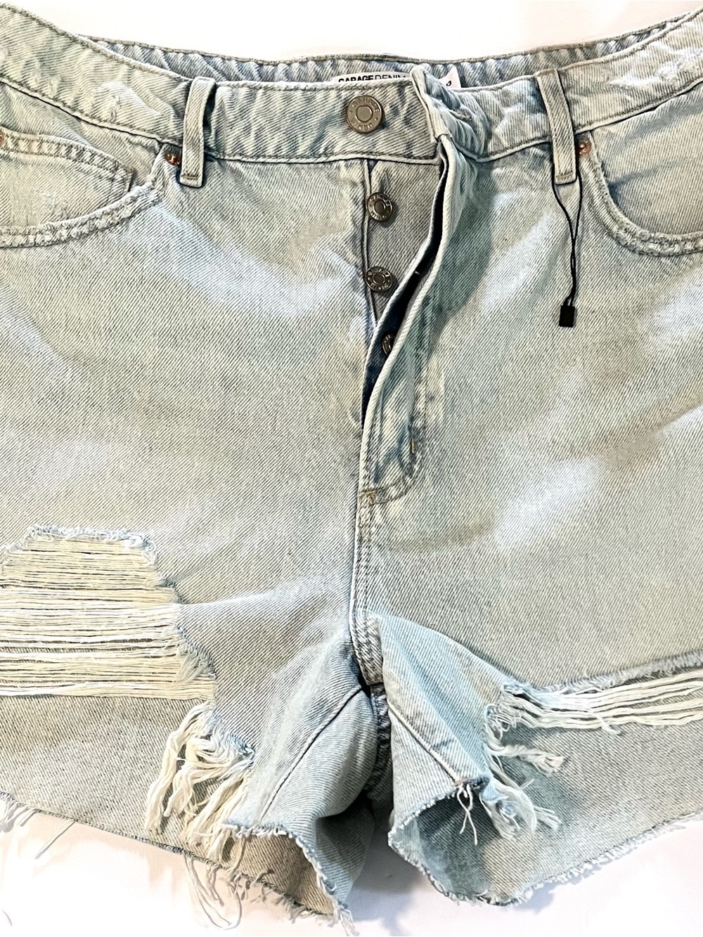 Garage Light Wash Distressed Jean Shorts